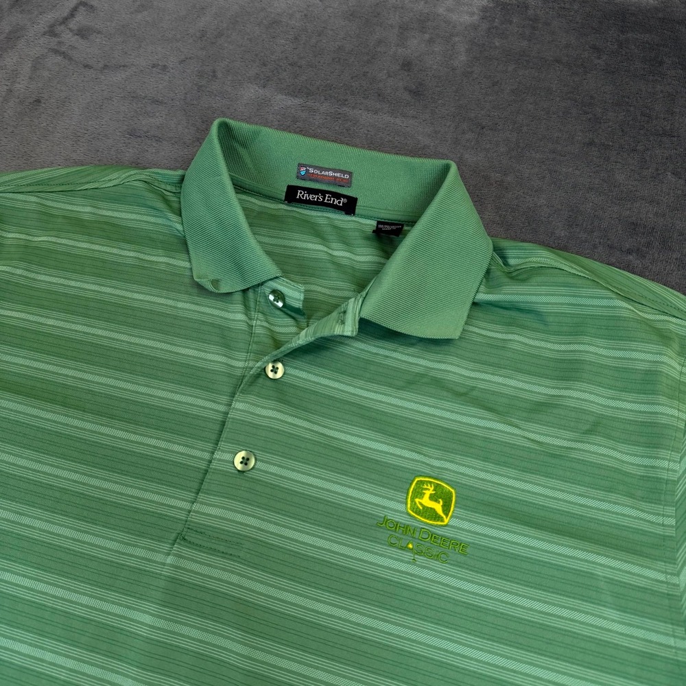 River's End SolarShield Polo Shirt Mens Extra Large Green John Deere Classic